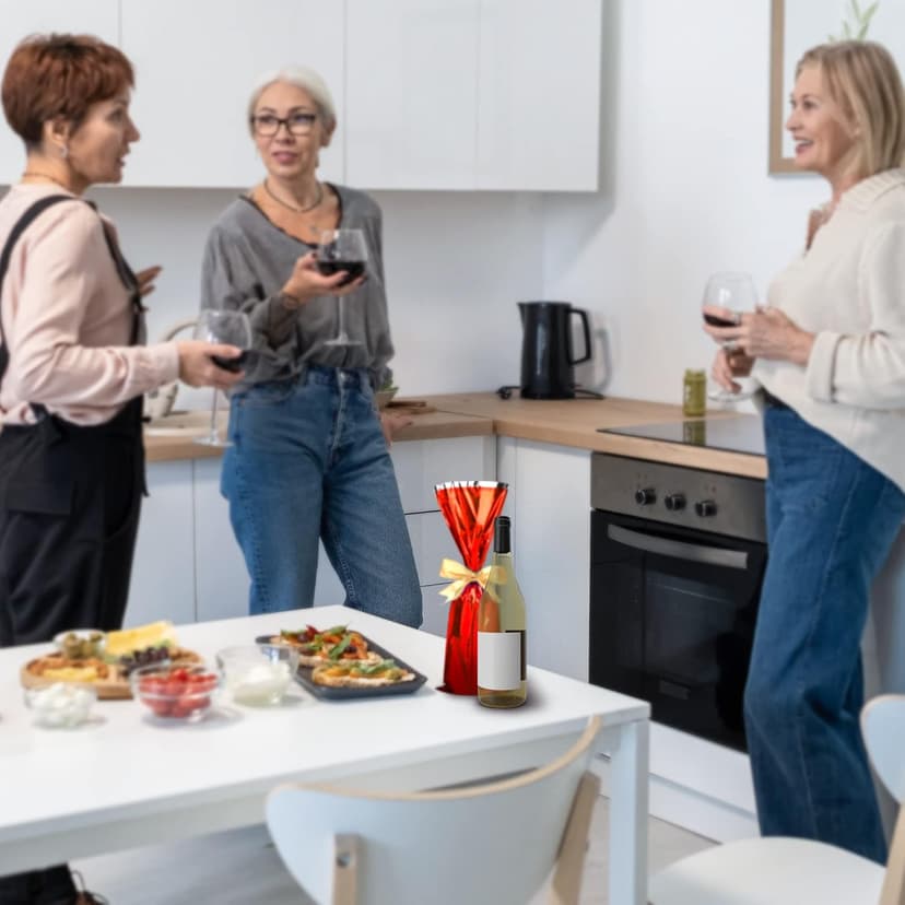 MT Products Metallic Mylar Wine Red Gift Bags for Bottles Sparkle Look - Great for a Wine Pull - (25 Pieces) (Ribbon and Rope Not Included)