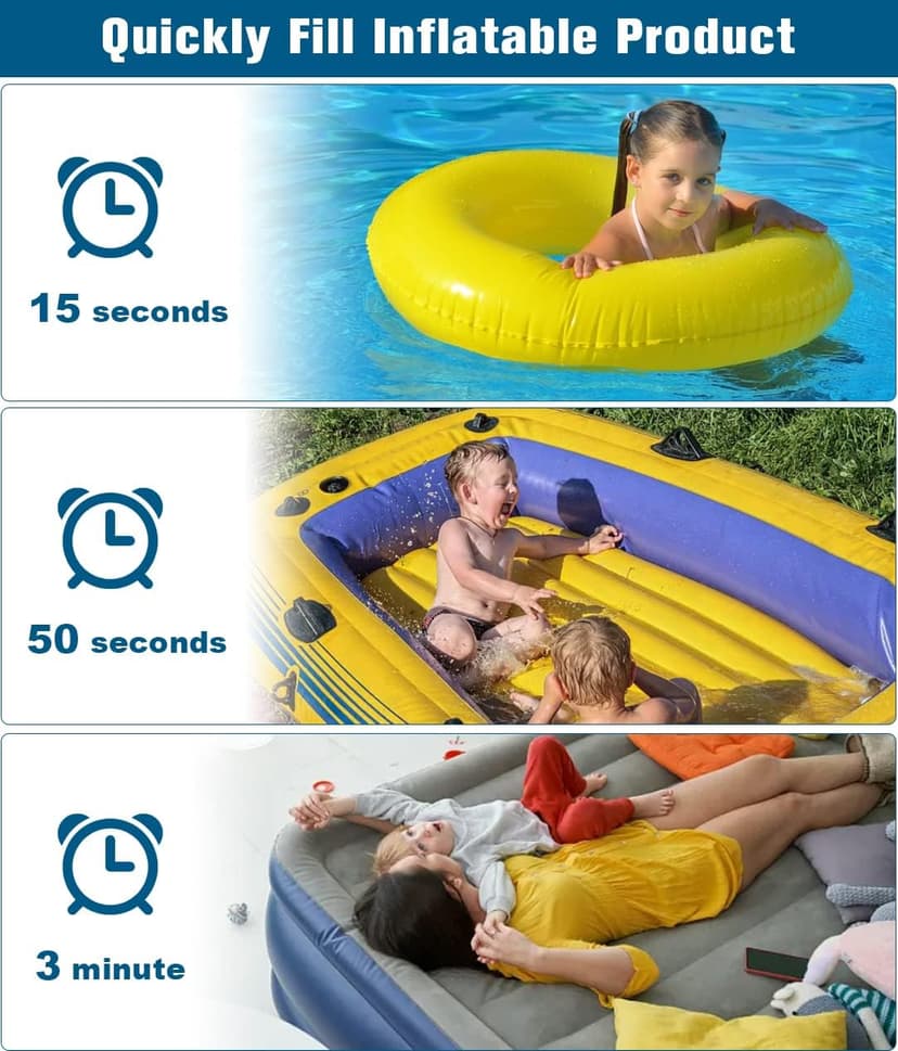 Electric Air Pump Portable 460W Quick-Fill Air Pump Air Flow 45CFM 2.1PSI with Hose 5 Nozzles 120V AC Inflator Deflator Pump for Air Mattress Air Bed Inflatable Cushion Boat Swimming Ring