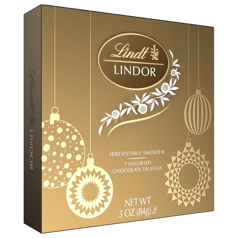 Lindt LINDOR Holiday Assorted Chocolate Candy Truffles Token Gift Box, 3.0 oz.