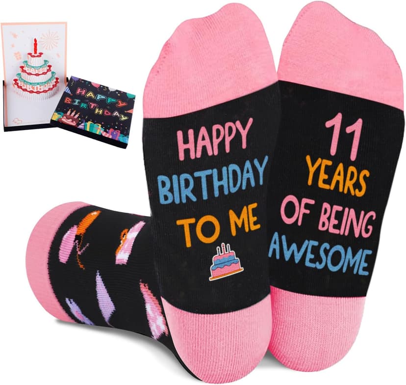 5-18 Years Old Birthday Gifts for Girls - Socks for Girls with Pop up Birthday Card, Presents for 5-18 Year Old Grils