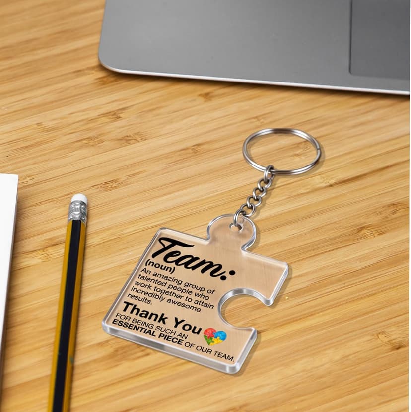 Gift Set for Employee, Staff, Teachers, Teamwork Puzzle Piece Keyring, Acrylic Team Appreciation Gifts Bulk Thank You Keychains for Coworkers B0FD9YB7K3