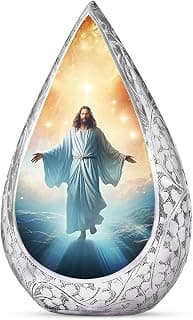 Jesus Christ Small Urn for Ashes Adult Male & Female - Straight Drop Burial Urns for Adult Human Ashes - Remembrance Gift for Loss of Husband - Decorative Cremains Holder (3 Inch) B0FBRT54QK