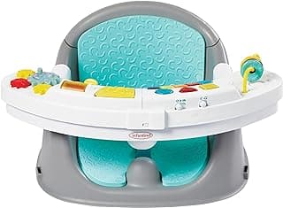 Infantino Music & Lights 3-in-1 Discovery Seat & Booster, Toddler Booster Seat for Dining Table or Kitchen Chair, Baby Activity Center & Snack Tray, Teal