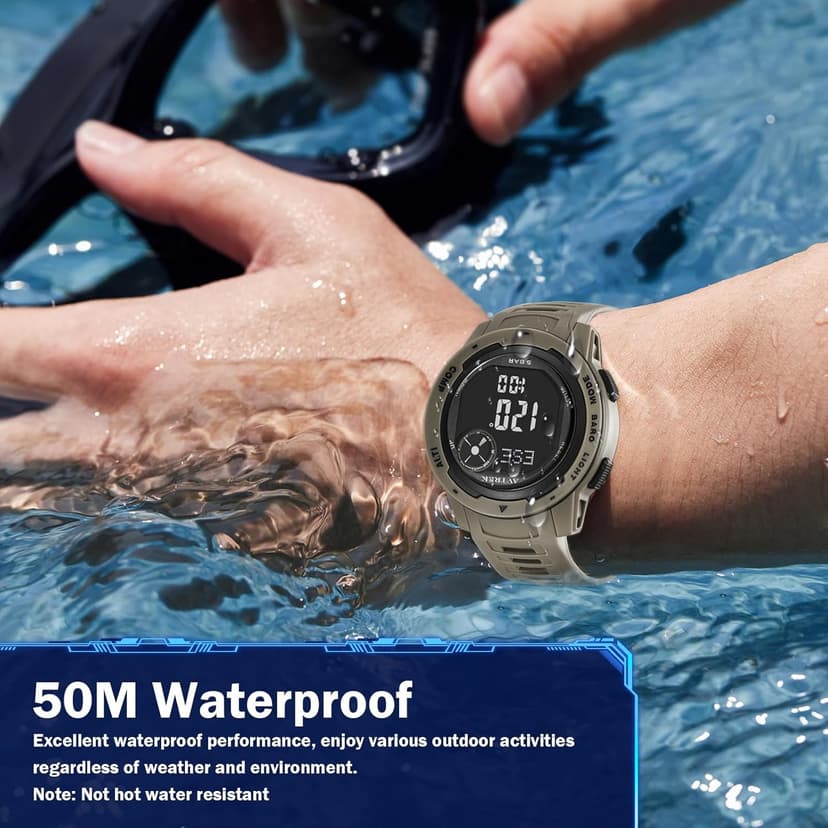 AVTREK AVTREK Tactical Watch with Compass,50M Waterproof Pedometer, Digital Altimeter Watch for Outdoor Hiking/Climbing(Cafe)