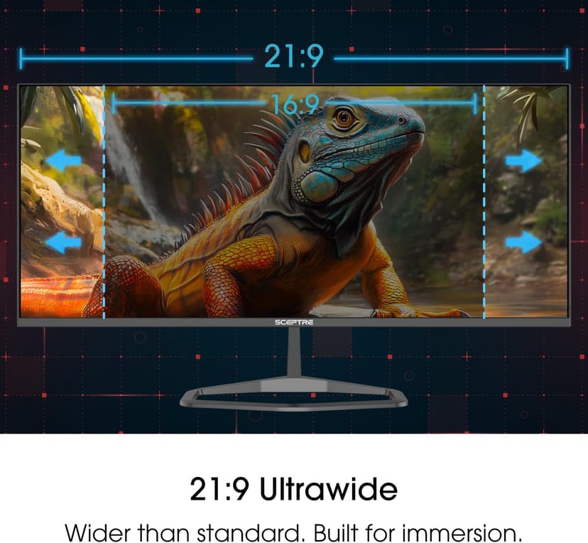 New! Sceptre 34-inch Prime Monitor 3440 x 1440 up to 115Hz 103% sRGB DisplayPort HDMI Build-in Speakers, Machine Black 2026 (E345W Series)