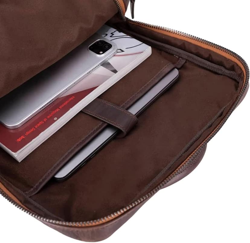 TORONATA Osceola Genuine Leather Laptop Backpack for Men & Women, Handmade Leather Backpack Fits 16 Inch Laptop (Dark Brown)