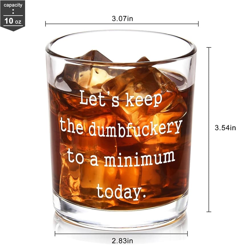 Futtumy Let’s Keep The to A Minimum Today Whiskey Glass, Funny Whiskey Gifts for Men Friends Dad Coworker Him BFF, Novelty Gifts for Birthday Christmas Housewarming Retirement Graduation, 10Oz