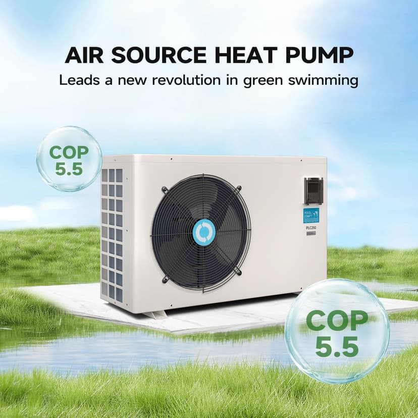 Max 105600BTU Electric Pool Heater for Above and In Ground Pools, 26KW Swimming Pool Heat Pump PLC250, Inverter Heating System, High Efficiency, fits 18/20/26ft Pools, 208~230V/60Hz