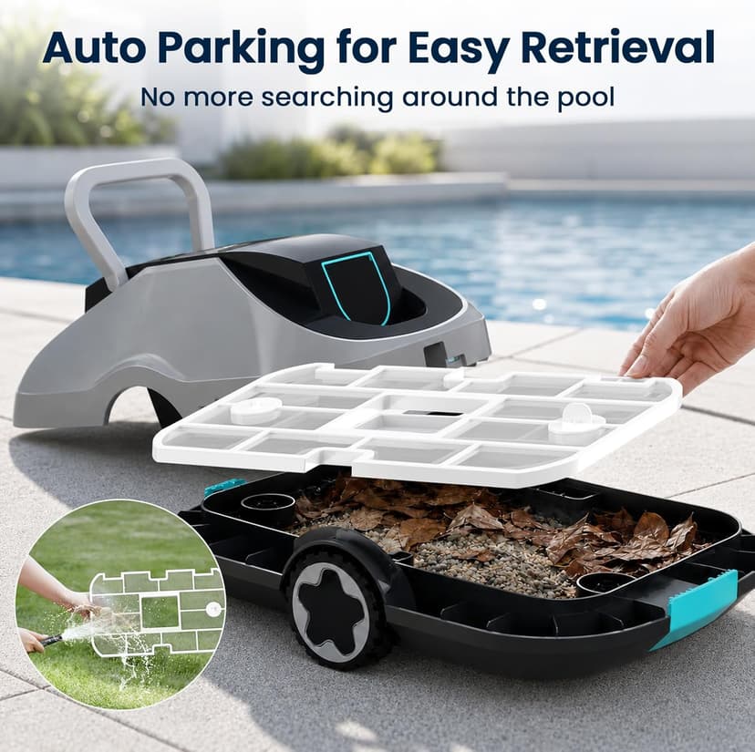 C1 Robotic Pool Cleaner, 200-Min Cordless Pool Vacuum for Above Ground & Inground Pools up to 2500 Sq.ft, Automatic Pool Vacuum Robot for Leaves & Dirt, Powerful Suction Self-Parking-Teal