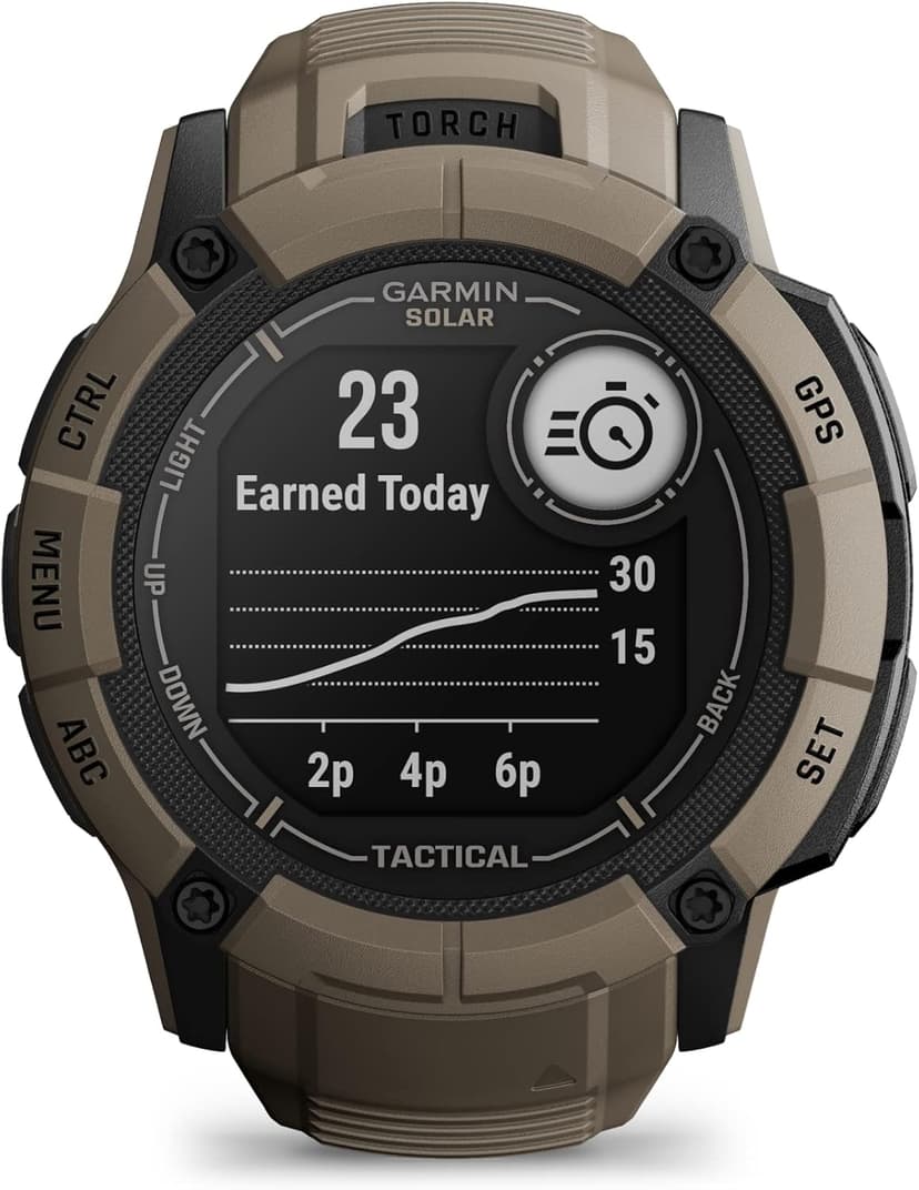 Garmin Instinct 2X Solar - Tactical Edition, Rugged GPS Smartwatch, Built-in Flashlight, Ballistics Calculator, Solar Charging Capability, Coyote Tan