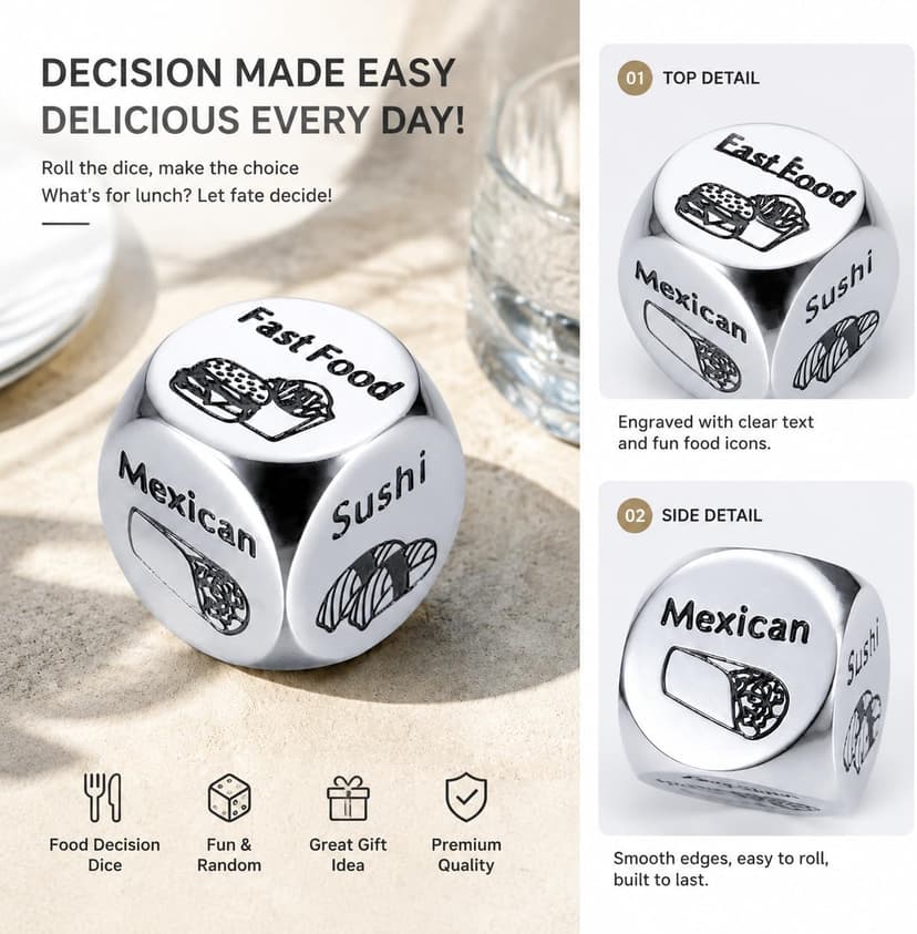 Him Her Couple Gifts for Boyfriend Girlfriend Food Decider 11th Anniversary Steel Date Night Gifts for Husband Wife for Wedding Christmas Valentines Birthday for Women Men