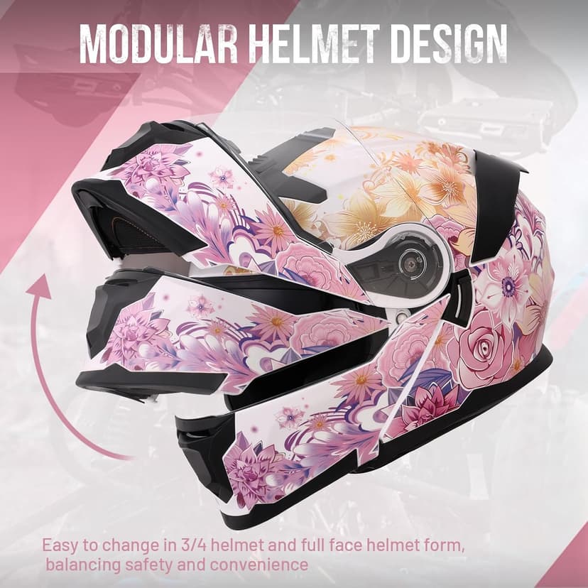 OUMURS Modular Motorcycle Helmets Full Face Flip up Street Bike Motorcycle Helmet for Unisex Adult Model 912
