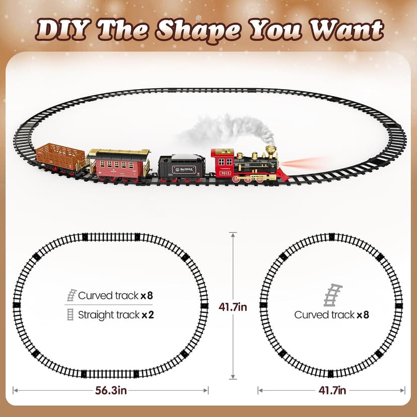 Hot Bee Train Set - Train Toys with Remote Control Trains for Boys with Smokes, Lights and Sound,Toy Train Set for Under Christmas Tree, Toddler Model Trains for 3 4 5 6 7 8+ Years Old Kids