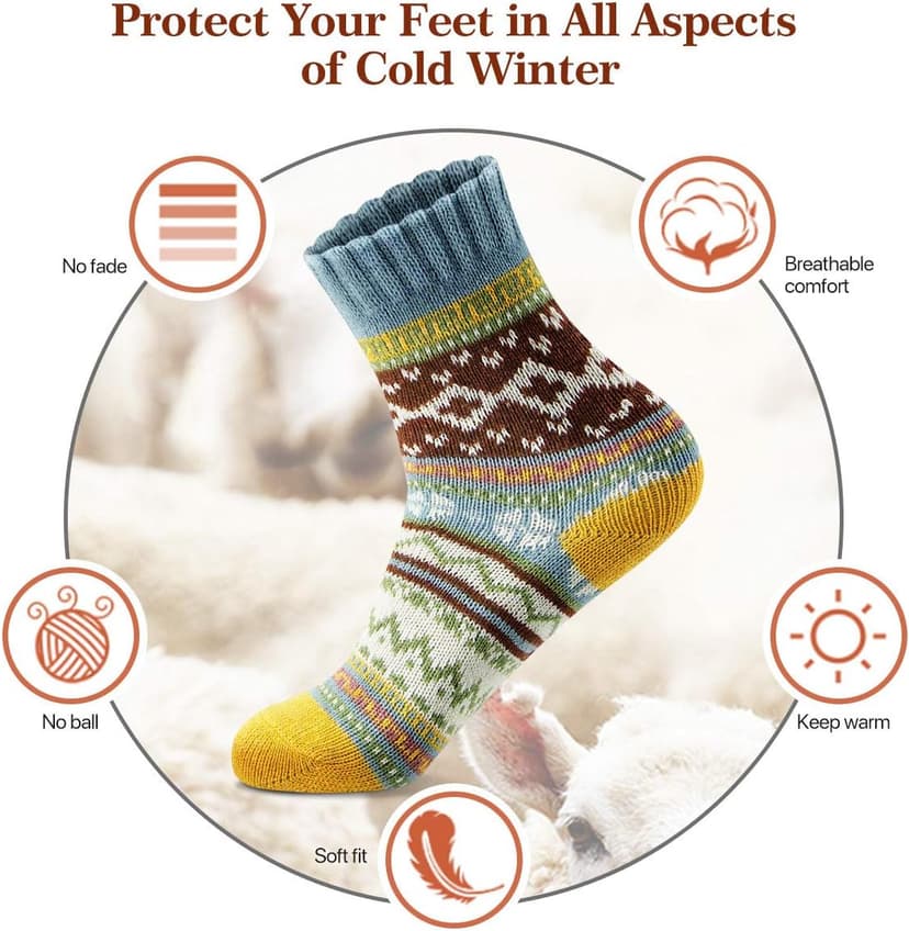 Breathable Premium Wool Blend,Stretchy Cuffs,Cozy House Socks,Outdoor Winter & Boot Socks,Gifting & White Elephant Exchanges FYC Socks for Women Winter Thick Warm Wool Socks Cozy Crew Christmas Gift B07YFLTR2L