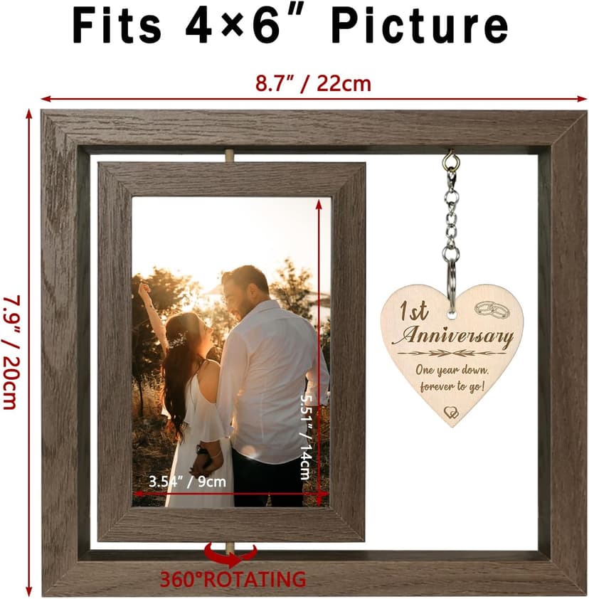 1 Year Anniversary Picture Frame Gifts, 1st Anniversary Frame for Her Him Girlfriend Boyfriend, Display Two 4x6 Inch