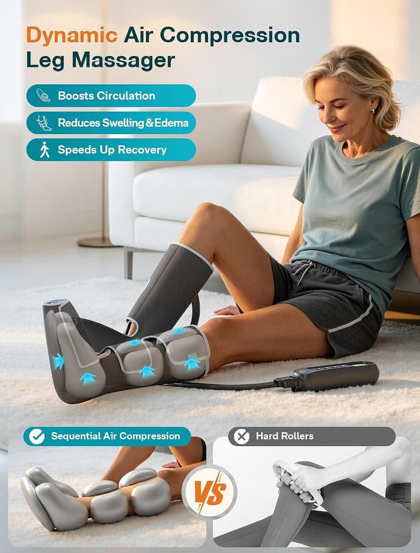 Leg Massager with Heat and Compression Helpful for Vericose Veins, Fatigue, Cramps, Swelling, Edema ALLJOY Leg Massager for Circulation and Pain Relief FSA,Gifts for Men Women B0DH1GWKJ6