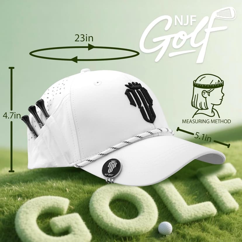 NJF Golf™ Adjustable Golf Cap for Women – Breathable Hat with Magnetic Ball Marker & Tee Holders, Lightweight Golf Hat