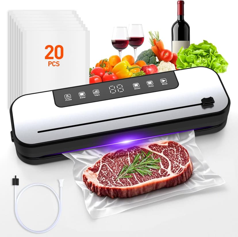CEROBEAR Food Vacuum Sealer Machine, 75kpa Powerful Food Saver Vacuum Sealer Machine with Cutter, 6-in-1 Automatic Air Sealing for Food Storage, Sous Vide, Meat, Vegetables, Dry/Moist Modes