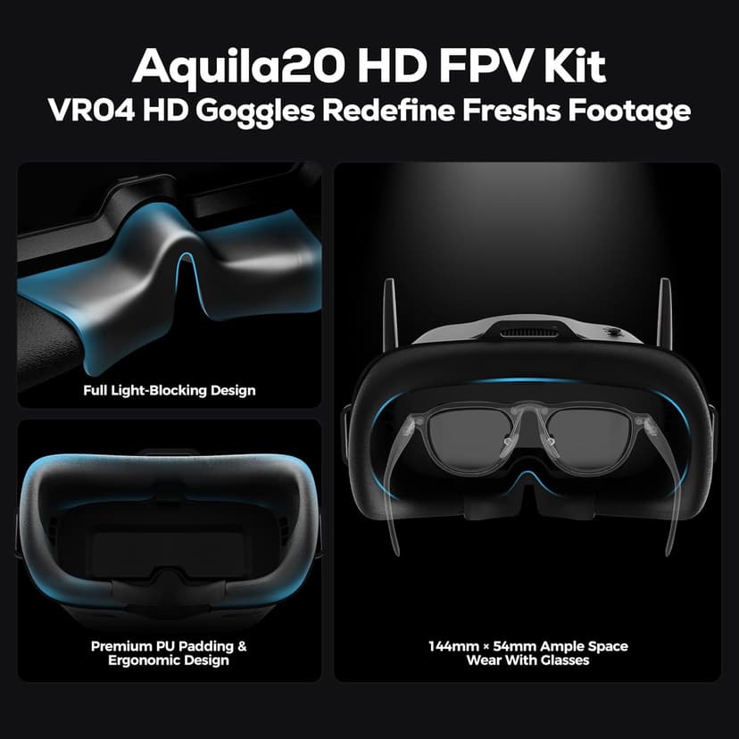 BETAFPV Aquila20 HD FPV Kit with Aquila20 HD Whoop LiteRadio 4 SE Radio Transmitter VR04 HD Goggles Built-in HD Digital VTX P1, Supported 3 Modes 2S Power System FPV Drone Advanced RTF Indoor Outdoor