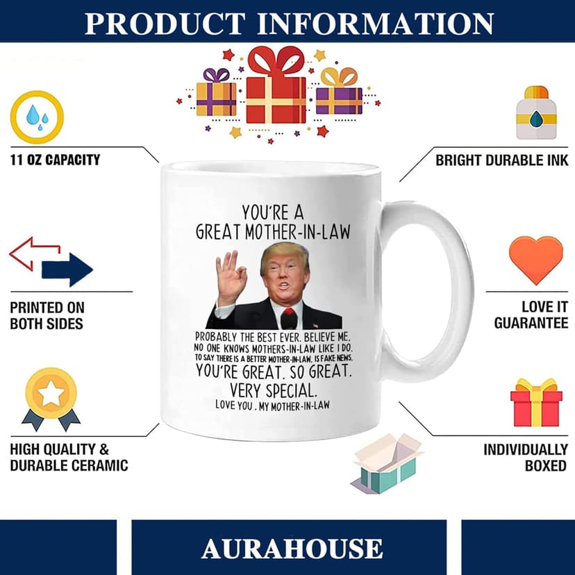 Aurahouse Funny Mother-in-law Mug - 11 Oz, Great Mother-in-law Gift for Birthday, Mother's Day, Christmas