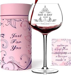 Gifts For Women,Not a Day Over Fabulous Personalized Wine Glasses Birthday Gifts Wine Glass Mothers Day Gifts For Women, Unique Gift Ideas for Her Mom Friends Female Her Wife Girlfriend Coworkers