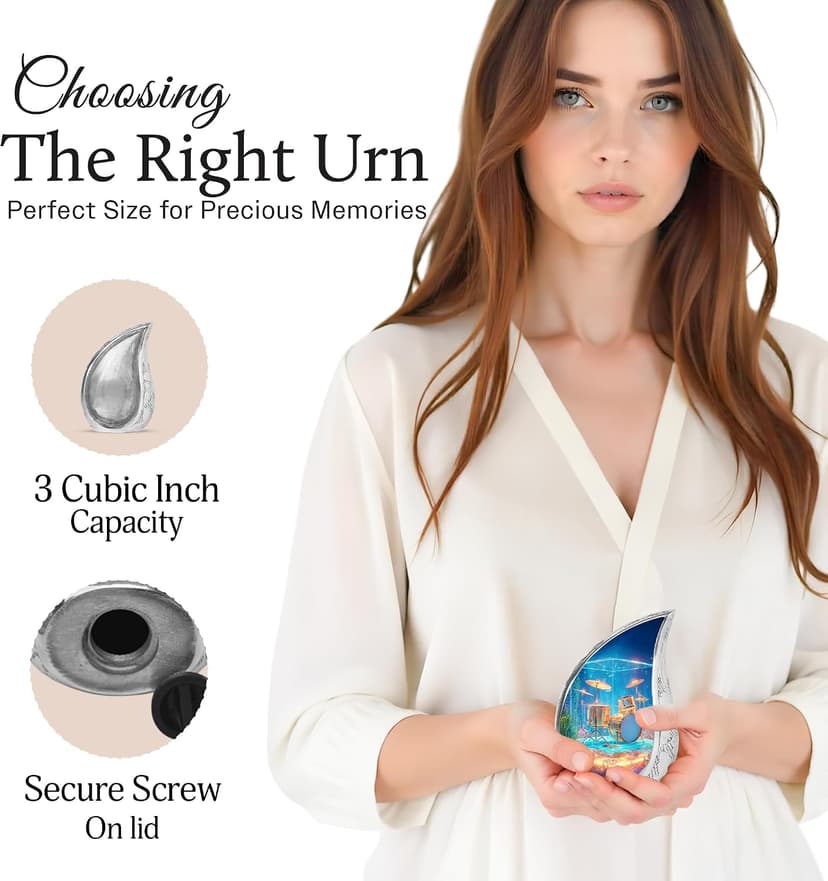 Underwater Drum Burial Urns for Ashes Cremains, Keepsake Funeral Urns for Ashes Adult Male & Female, Blue Cremation Urn for Daughter, Memorial Gifts for Loss of Mom, 3 Inch B0G9TBW455