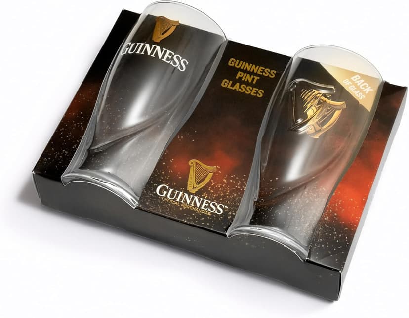 Guinness 20oz Beer Glasses Twin Pack | Certified Official Merchandise | Ideal gift for Beer Lovers