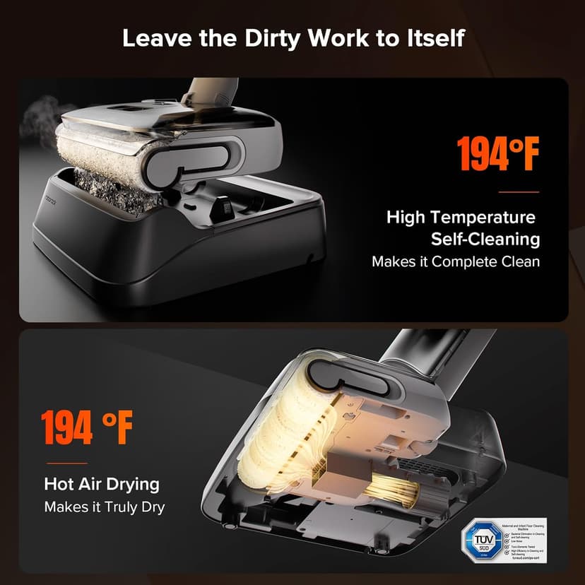 roborock F25 GT Vacuum Mop All in One, Wet Dry Vacuum Cleaner Cordless, 20000Pa Floor Cleaner Machine for Tile Hardwood Wood Vinyl Floor, Edge to Edge Self Cleaning Electric Mop with 180° Lie-Flat