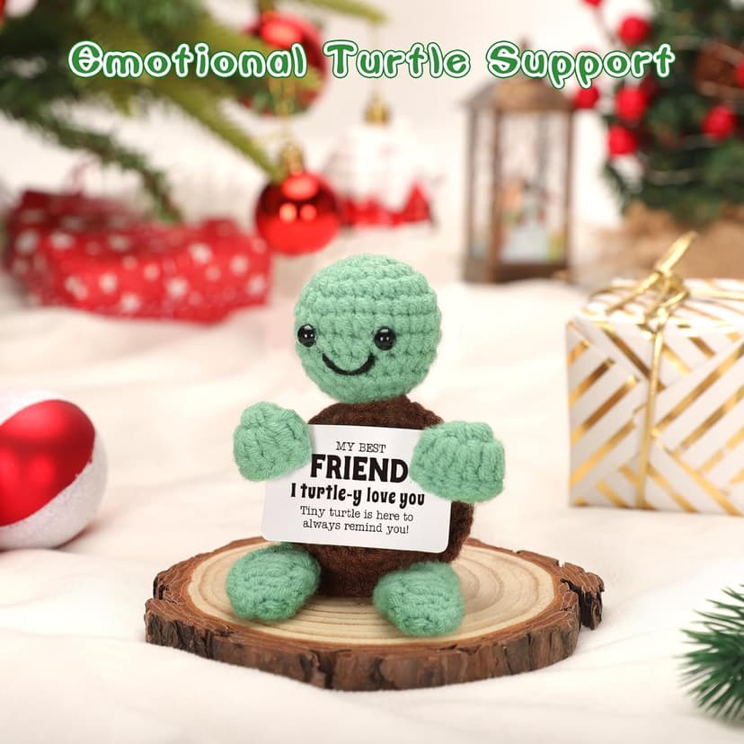Mini Funny Turtle Best Friend Friendship Gifts for Women Men, Birthday Gifts for Friends Female Male Girls, I Love You Small Cute Stuff Things, Handmade Emotional Positive Crochet Turtle