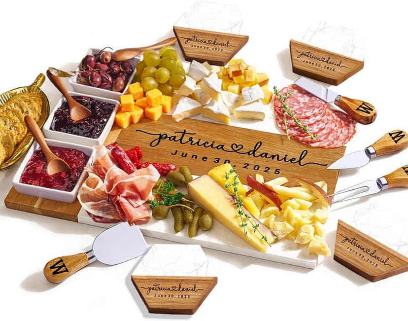 Personalized Charcuterie Board Gifts for Couples, Custom Wedding Gift Ideas, Cheese Board Engagement Gifts, Serving Tray Gift Set