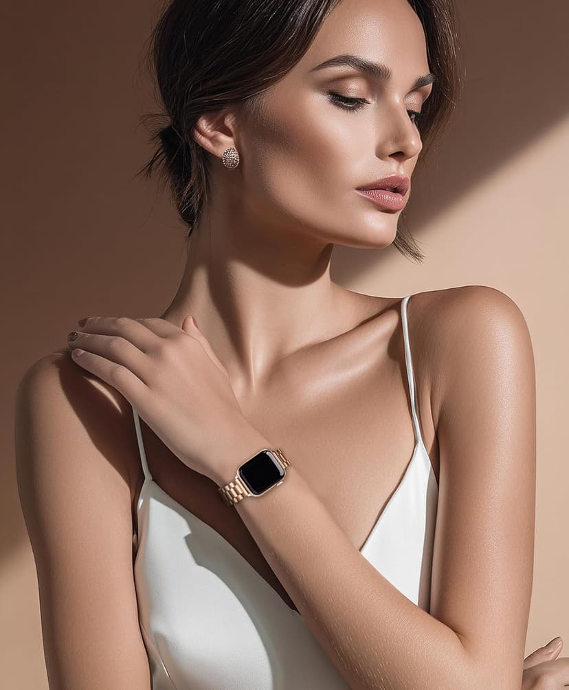 Metal Band Compatible with Apple Watch Band 42mm(Series 11 10) 41mm(Series 9 8 7) 40mm(Series 6 5 4 SE3/2/1) 38mm(Series 3 2 1), Dressy Stainless Steel iWatch Strap for Women