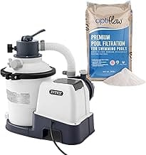 Intex 26641EG Krystal Clear Sand Filter Pump for Above Ground Pools Bundled with OptiFlow Premium Pure Silica Filter Sand, 50 lb Bag