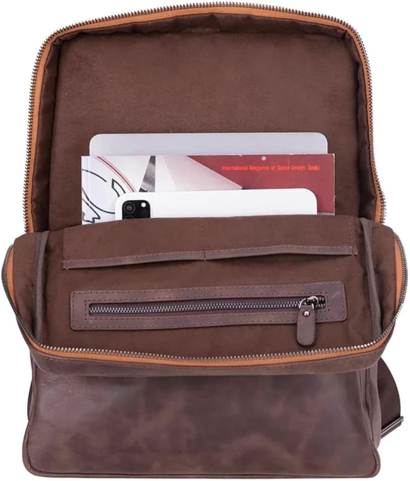 TORONATA Osceola Genuine Leather Laptop Backpack for Men & Women, Handmade Leather Backpack Fits 16 Inch Laptop (Dark Brown)