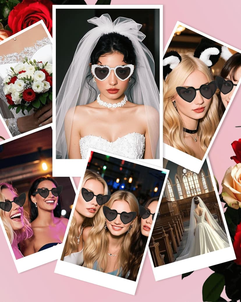 Bride Sunglasses, Bachelorette Sunglasses, Bridal Party, Bachelorette Gifts for Bridesmaids, Bridal Shower Proposal Gifts Bride to Be Heart Sunglasses Bachelorette Party Favors, 8 Pack B0FKBR7994