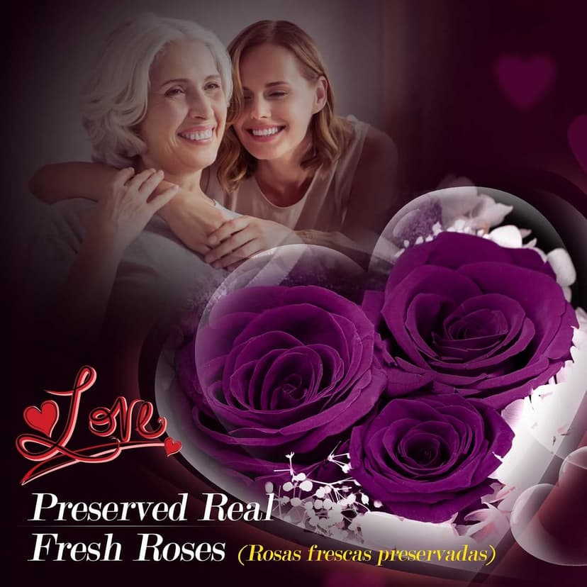 ADDWel Meaningful Gifts for Mom from Daughter Son, Preserved Purple Rose Gift Box with MOM Necklace, I Love You Necklace in 100 Languages, Mother’s Day Birthday Gifts for Mom B0BZ7SWYTH