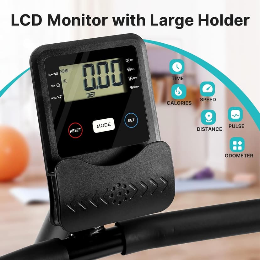 Recumbent Exercise Bike for Home, Quiet Recumbent Stationary Bike with App Sync, 16-Level Magnetic Resistance, Adjustable Seat & LCD Monitor for Adults and Seniors