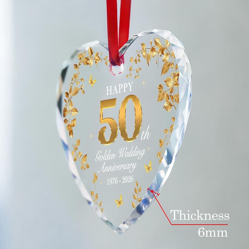 50th Wedding Anniversary Ornament 1976-2026, 50th Anniversary Marriage Gifts for Parents, 50 Year Anniversary Marriage Gifts for Couple, Golden Wedding Decorations, Golden Wedding Gift B0G8JPJD6V