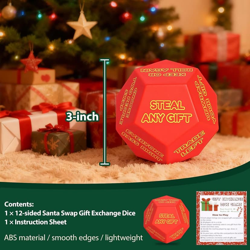 Christmas Gift Exchange Games for Family Party, Gifts Swap Dice Game for Teens Adults Stocking Stuffers Gag Chrismas Santa Swap Gift Exchange Dice Christmas Stuffers White Elephant Dice Games B0FWKMM264
