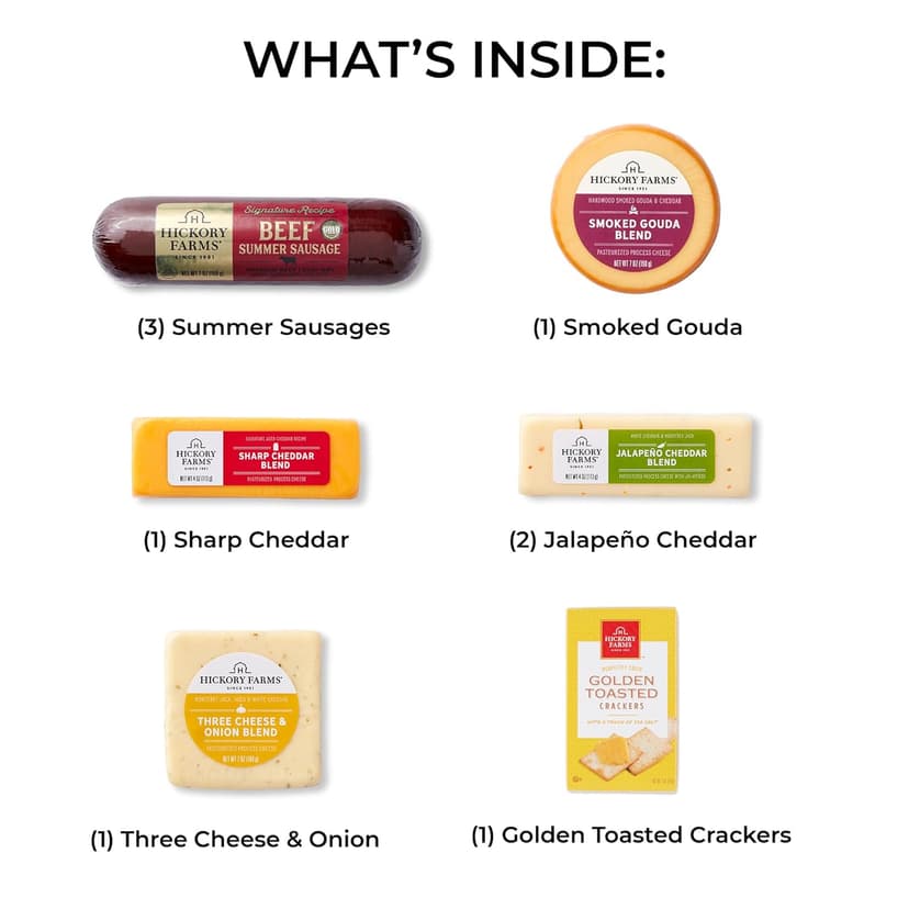 Hickory Farms Signature Beef Meat and Cheese Gift Basket (Large) - Box Set | Charcuterie Board Food | Summer Sausage | Father's Day | Mother's Day | Easter | Christmas | Holiday | Housewarming | Gourmet | Sympathy | Care Package