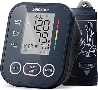 Sinocare Blood Pressure Monitor, Upper Arm Blood Pressure Monitors for Home Use, Adjustable Arm Cuff 8.6"-16.5", One-Button Operation, Dual User, Accurate & Practical (Black)