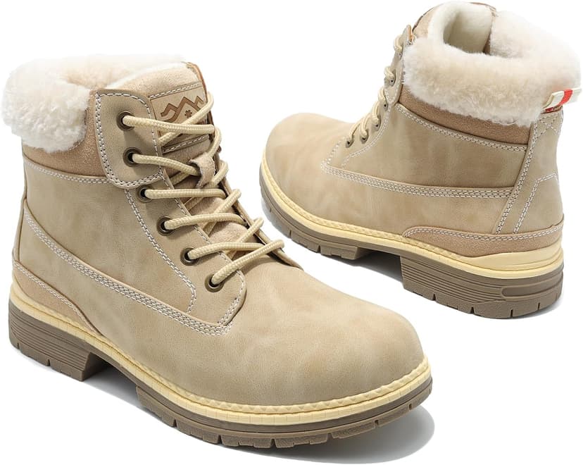 COTTIMO Womens Hiking Snow Winter Boots- Ladies Casual Outdoor Lightweight Ankle Boots Work Backpacking Lace up Fur Lined Walking Trekking Shoes
