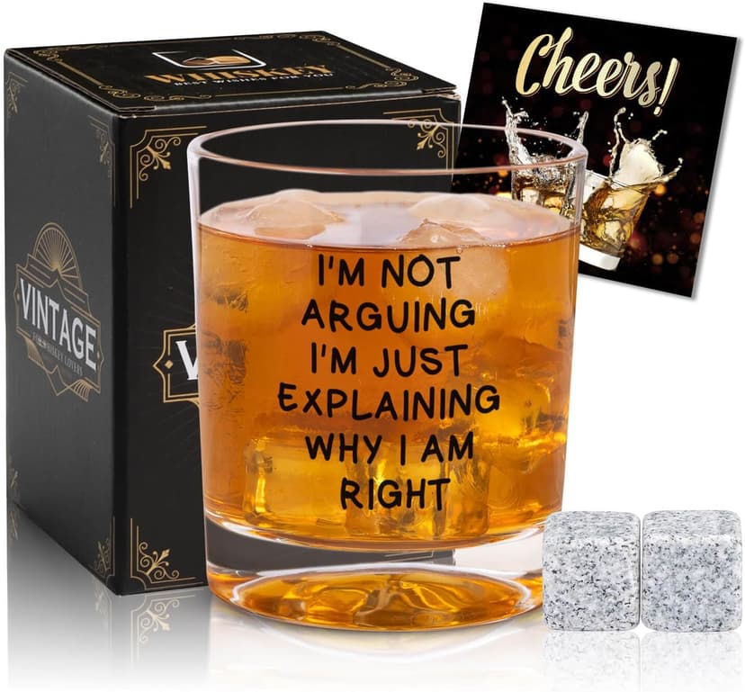Ithmahco Funny Whiskey Glasses for Men, Bourbon Glasses Alcohol Gift for Man, Funny White Elephant Gifts Gifts for Men, Christmas Gag Gift Ideas for Him Husband Daddy Dad Coworker Boss