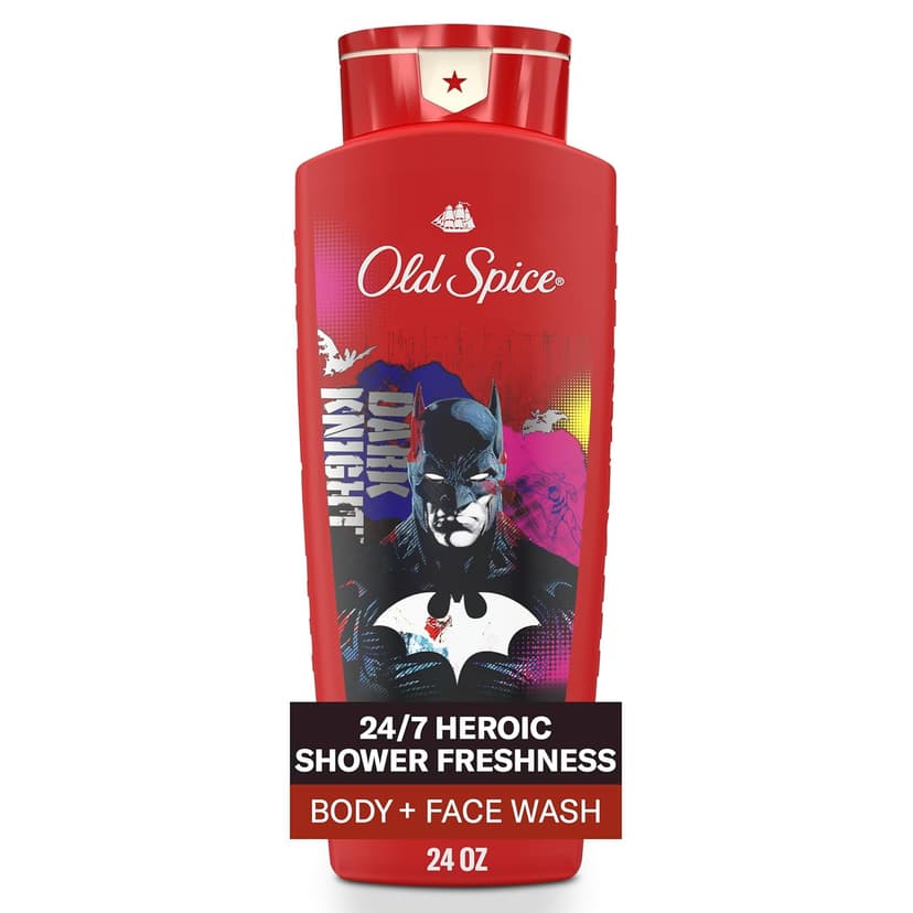 Old Spice Body Wash for Men, Batman: Dark Night, 3X Defense, 24/7 Shower Fresh with Lasting Scent, Cleansing 2-in-1 Body & Face Wash, Smell Like a Hero, Black Cherry and Nightfall Scent, 24 oz