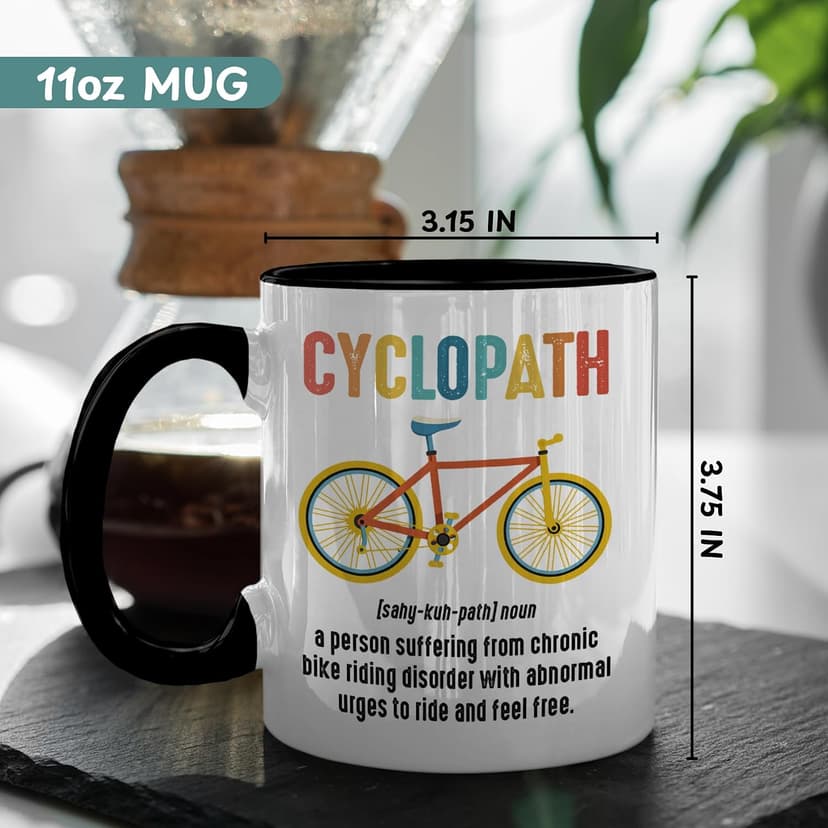 Gift for Cyclist, Cyclopath Definitions Funny Cycling Mug 11oz, Fathers Mothers Day Birthday Christmas Cool Gifts for Cyclists Biker Pedaller Bicycle Lover Triathlete, Bicycle Coffee Cup B0GSG7JZ78