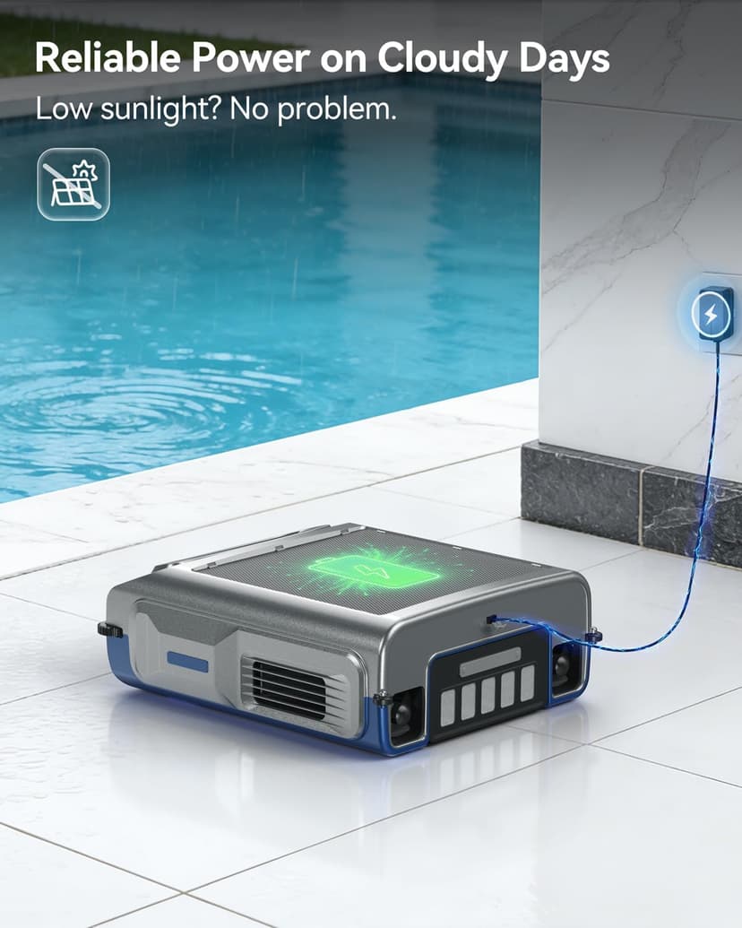 2026 New V1T Solar Pool Skimmer, Robotic Pool Surface Skimmer Cleaner with App Control, 7L Large Basket 24/7 Cleaning Smart Obstacle Avoidance Dual Charging Options Ideal for Above Ground Pool