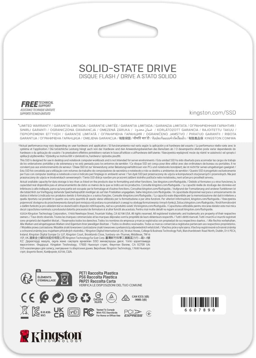 Kingston NV3 1TB M.2 2280 NVMe SSD | PCIe 4.0 Gen 4x4 | Up to 6000 MB/s | SNV3S/1000G