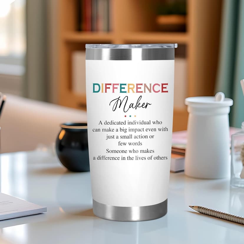 Christmas Appreciation Gifts for Coworkers - 20 oz Stainless Steel Insulated Tumbler - Birthday Inspirational Thank You Gifts for Women Teachers Coworkers Boss, Difference Maker Gift Ideas