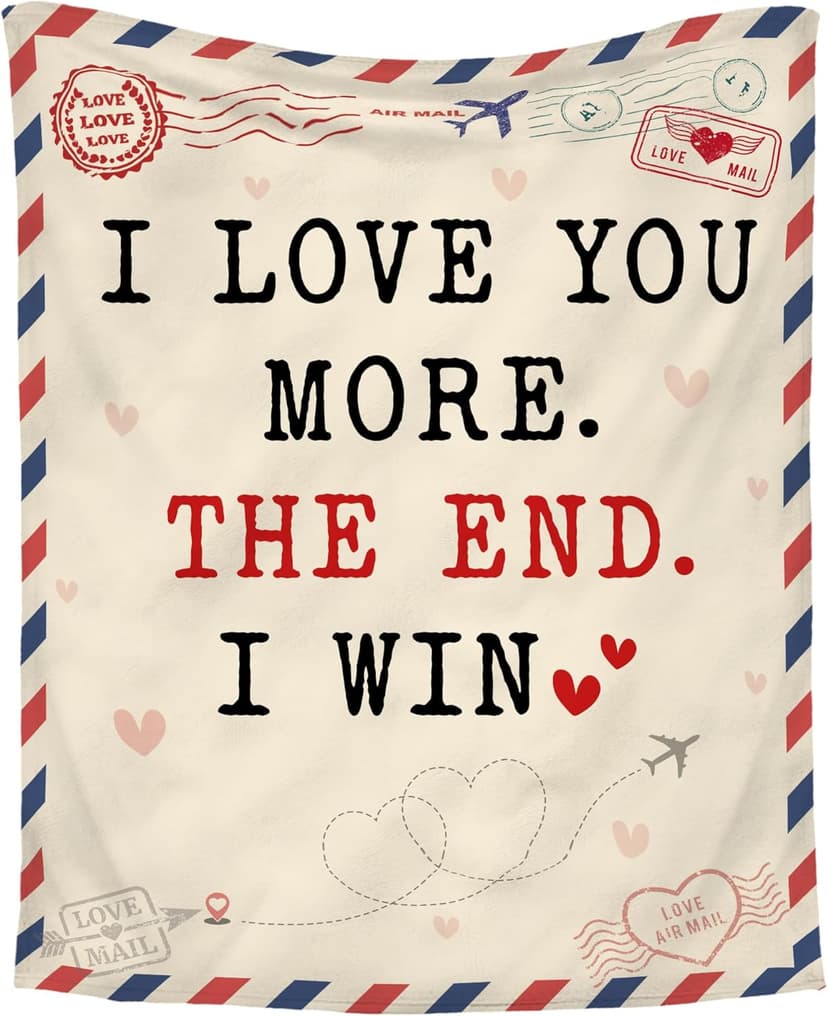 Christmas Anniversary Couple Gifts for Women - I Love You More Soft Fleece Throw Blanket 50x60 in - Birthday Romantic Gifts for Girlfriend Boyfriend Wife Husband, I Love You Gift for Him Her