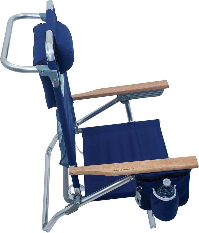 Tommy Bahama 2-Pack 5-Position Classic Lay Flat Backpack Beach Chair with Cooler and Cup Holder, Portable Folding Beach Chair for Tanning, Navy