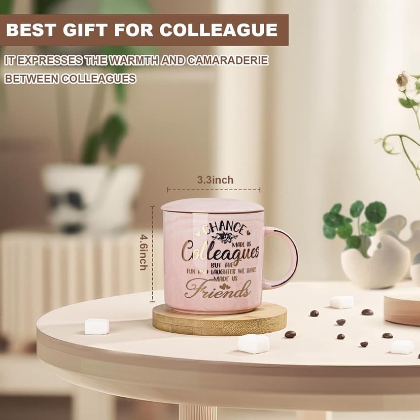 Going Away Farewell Gifts for Coworkers Female, Coworkers Birthday Office Appreciation Gift, Cup with Greeting Card, Gift Box Coworker Leaving Gifts for Women, Funny 14oz Pink Marble Gold Print Mug B0C6JT5JKV